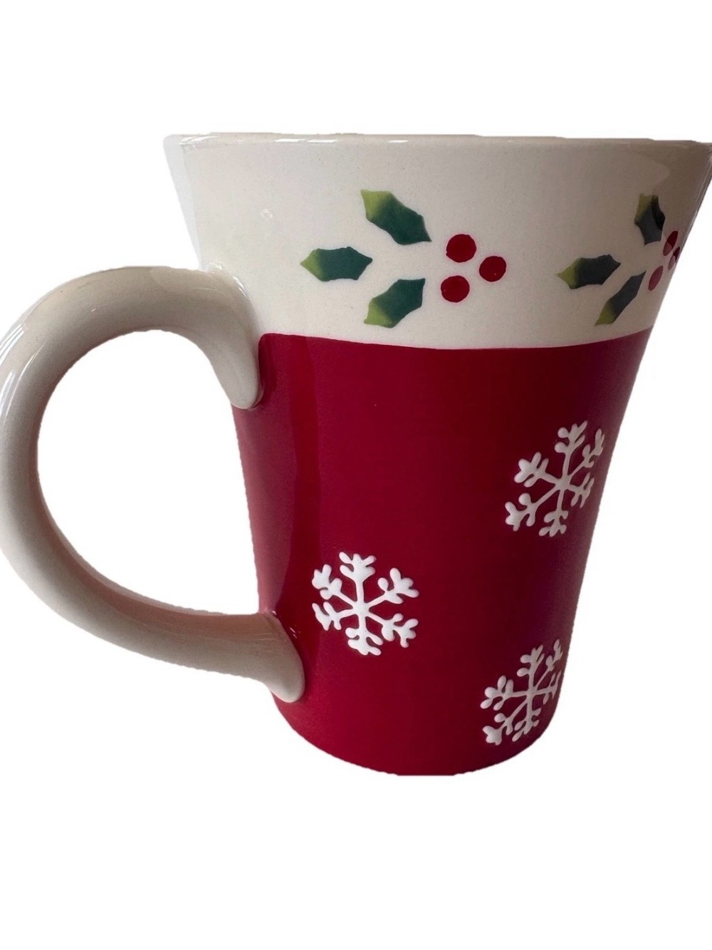 Starbucks Coffee Holiday 2007 Red Snowflake Ceramic Mug 16 fl oz Seasonal Rare